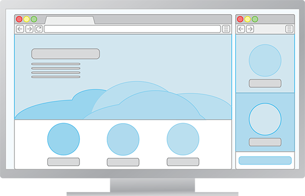 Desktop with websites displayed in a browser